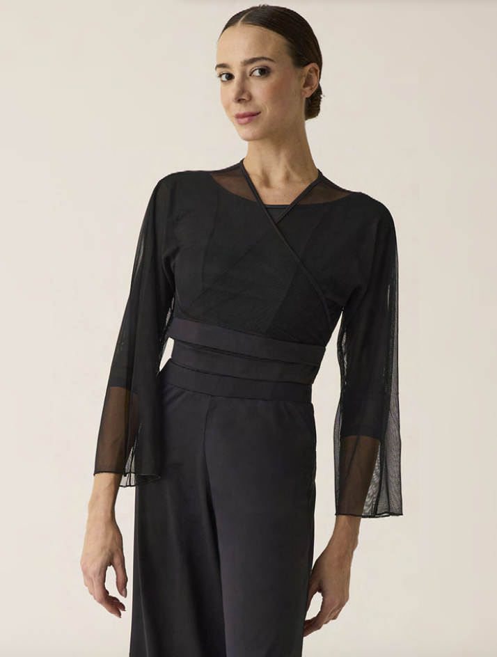 Coprispalle in setoso tulle con manica kimono